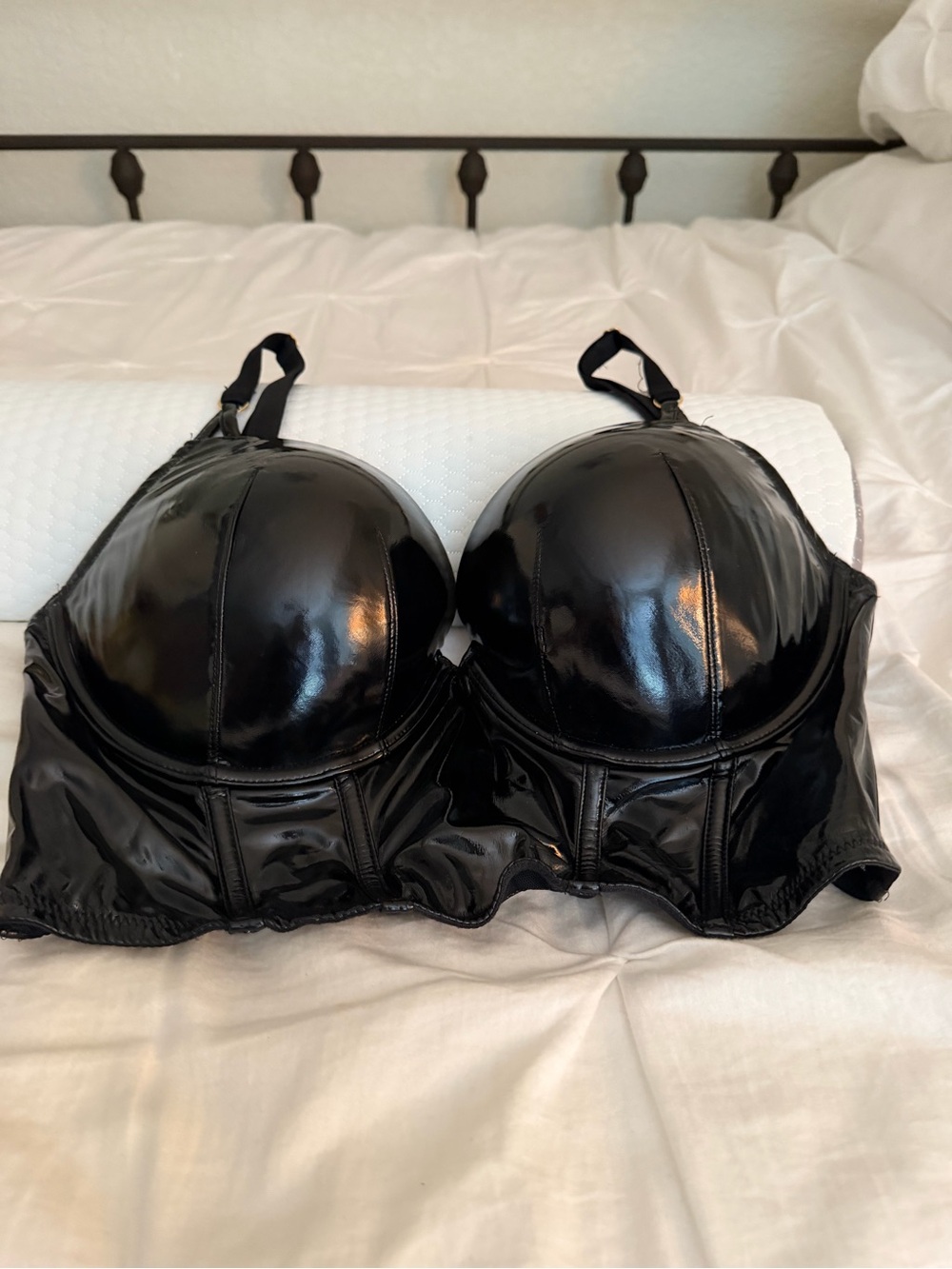Victoria's Secret Shiny Black Longline Vinyl-Look Bra